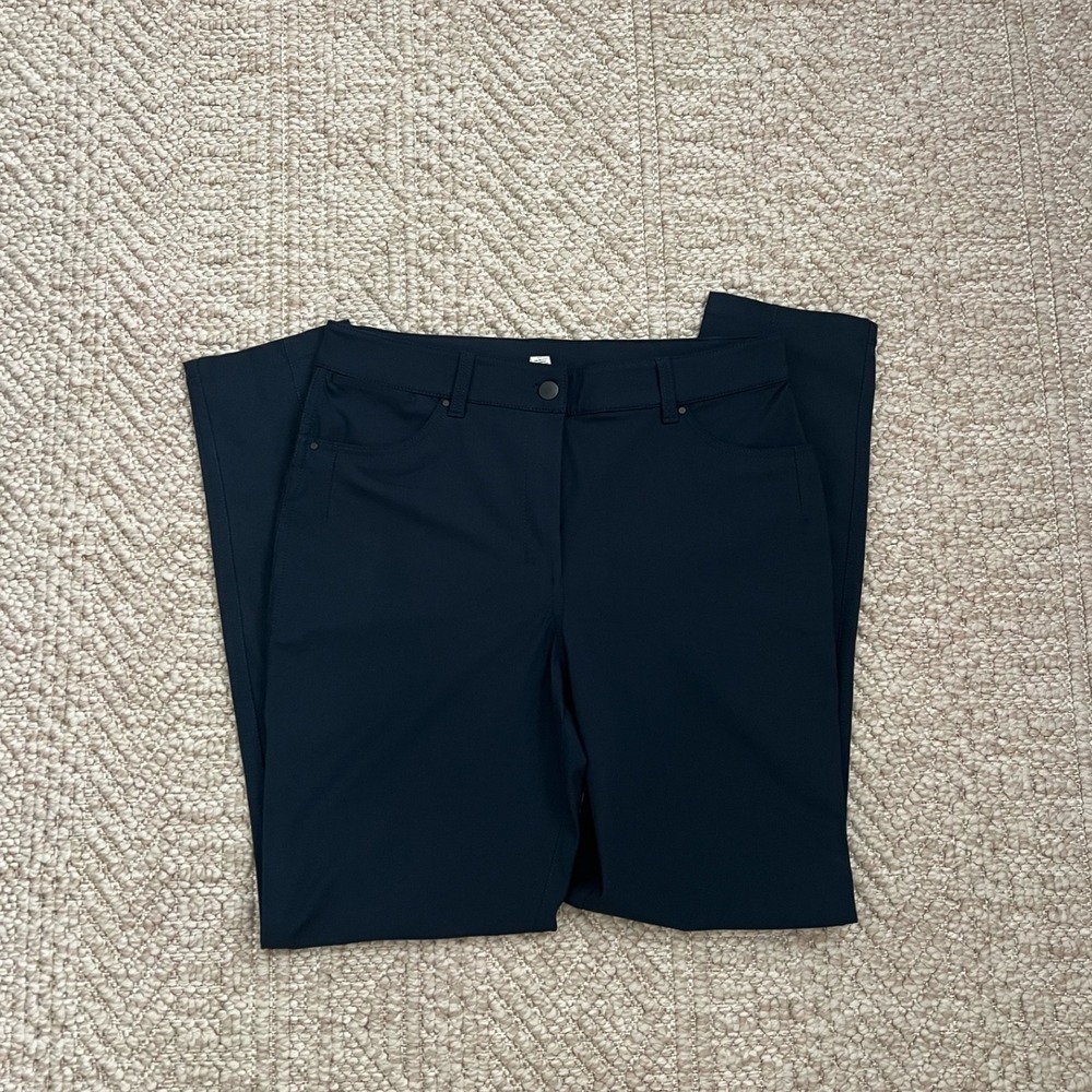 Lululemon Warpstreme High Rise Pants Navy Blue Straight Leg Size 10